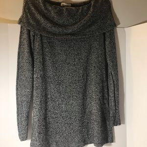 Anthropologie eri + ali off the shoulder scoop neck sweater black gray s…